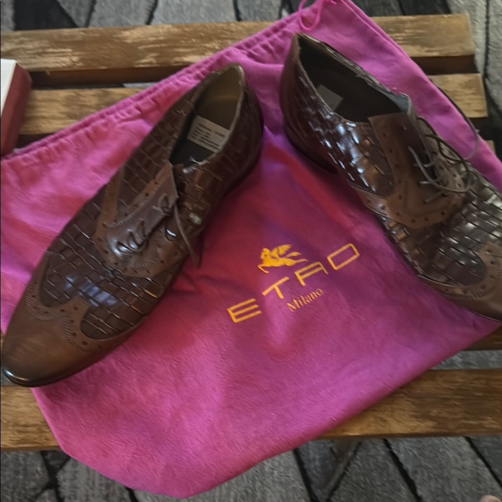 Etro Brown Leather Oxfords Classic Design